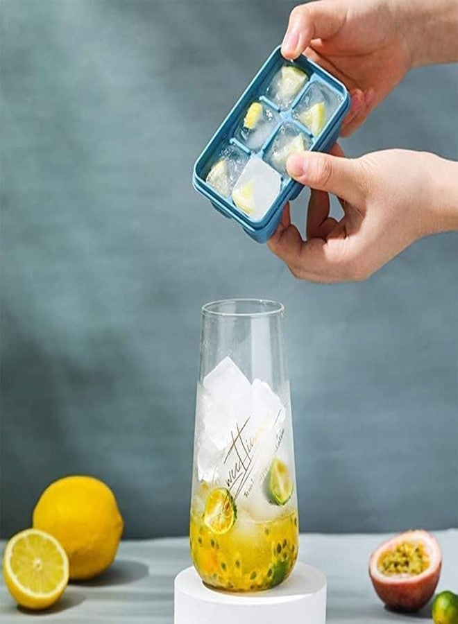 Nexellar Flexible Plastic Ice Cube Tray- Cube Plastic Ice Cube Moulds & Tray with Flexible Ice Trays, Stackable Flexible & Twist Release Safe Ice Cube Molde (6 Grid Ice Cube Tray, Pack of 1) - Image 2
